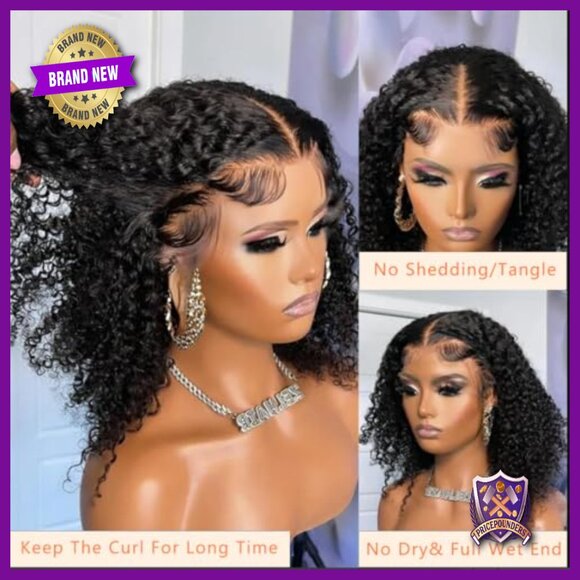 13x6 Lace Front Wig 250% Density Kinky Curly Human Hair Pre-Plucked main image 5